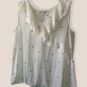 Loft White flower ruffle Top